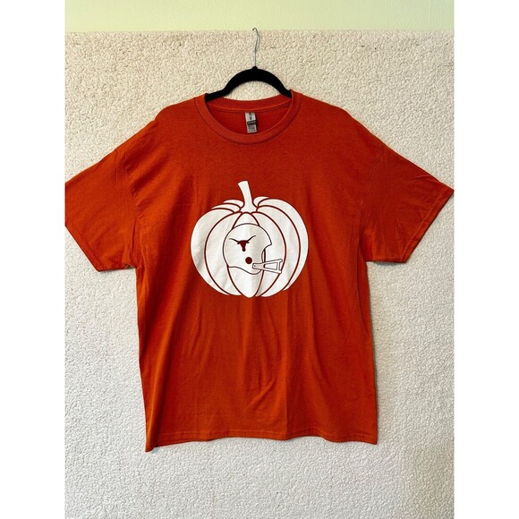 Gildan Burnt Orange Texas Longhorns Pumpkin Graphic XL T-Shirt - Picture 1 of 8